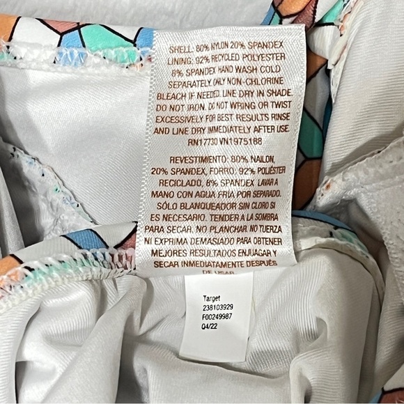 SHADE & SHORE Womens One Piece Deep V-neck Multi Geometric Print Medium 8/10 - Picture 10 of 12